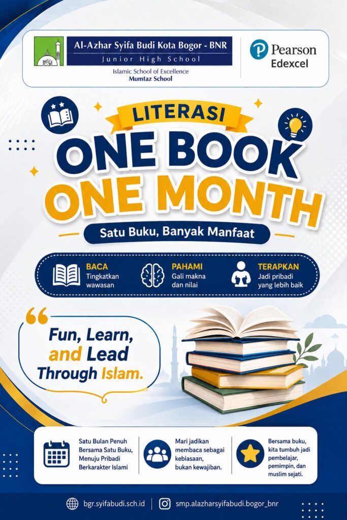 Poster program literasi One Book One Month SMP Al-Azhar Syifa Budi Kota Bogor-BNR